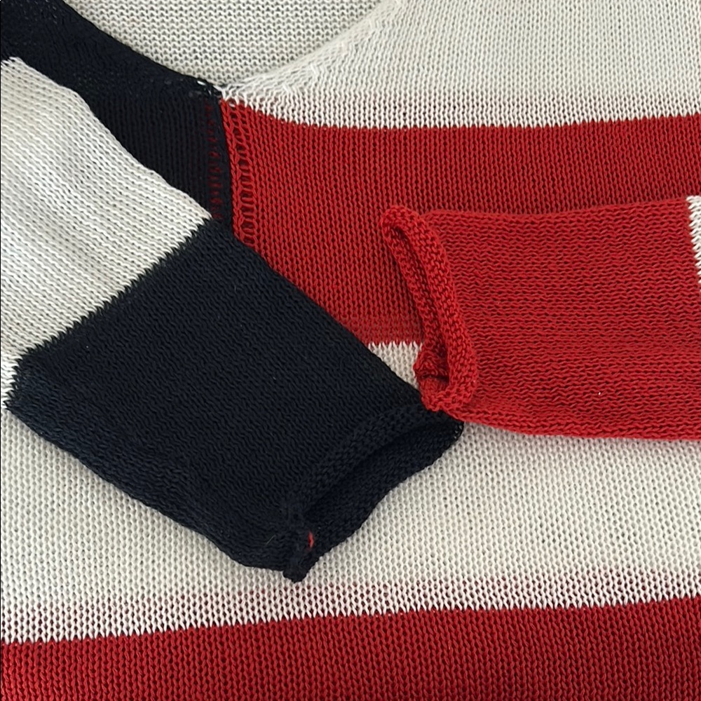 Red, White, and Blue Striped knitted Sweater with Stars - Picture 8 of 10